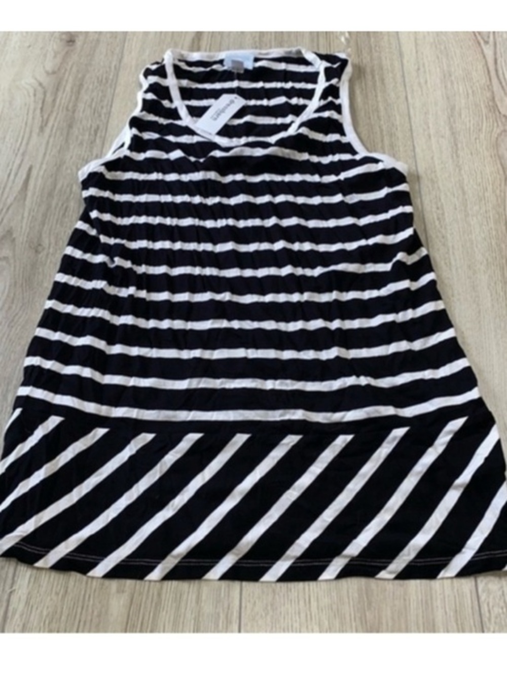 dressbarn Black and White Striped Tank Top sleeveless shirt